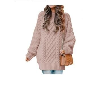 MOSHU Oversized Sweaters RUNS LARGE Cable Knit Chunky Pullover Sweater M
